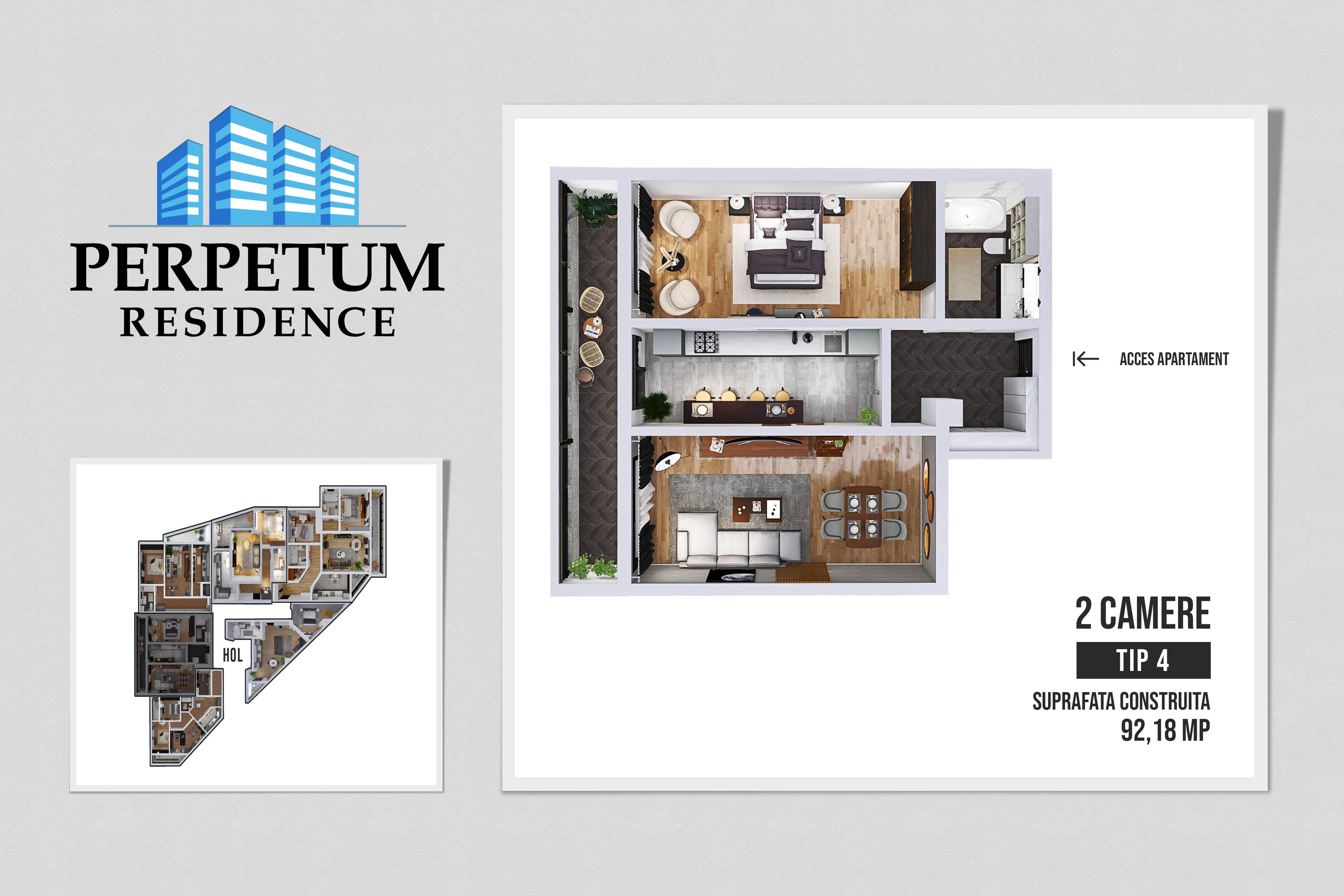 DIRECT DEZVOLTATOR! COMISION 0% Tomis Nord - Apartament cu 2 camere TIP 4 in Complex Perpetum Residence II